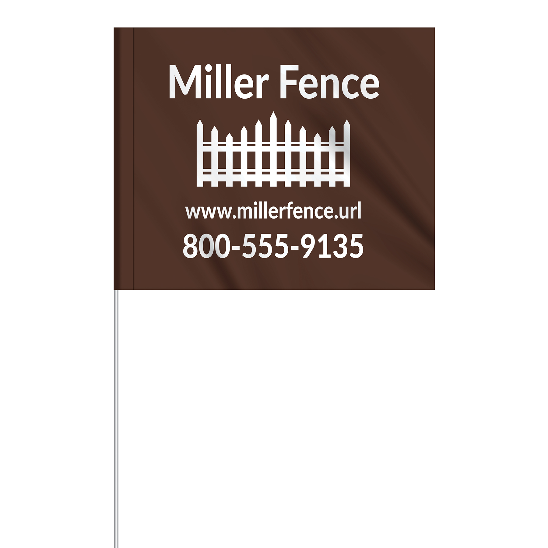 1-Color 5" x 6" Custom Vinyl Marking Flag w/ 27" Plastic Staff 12