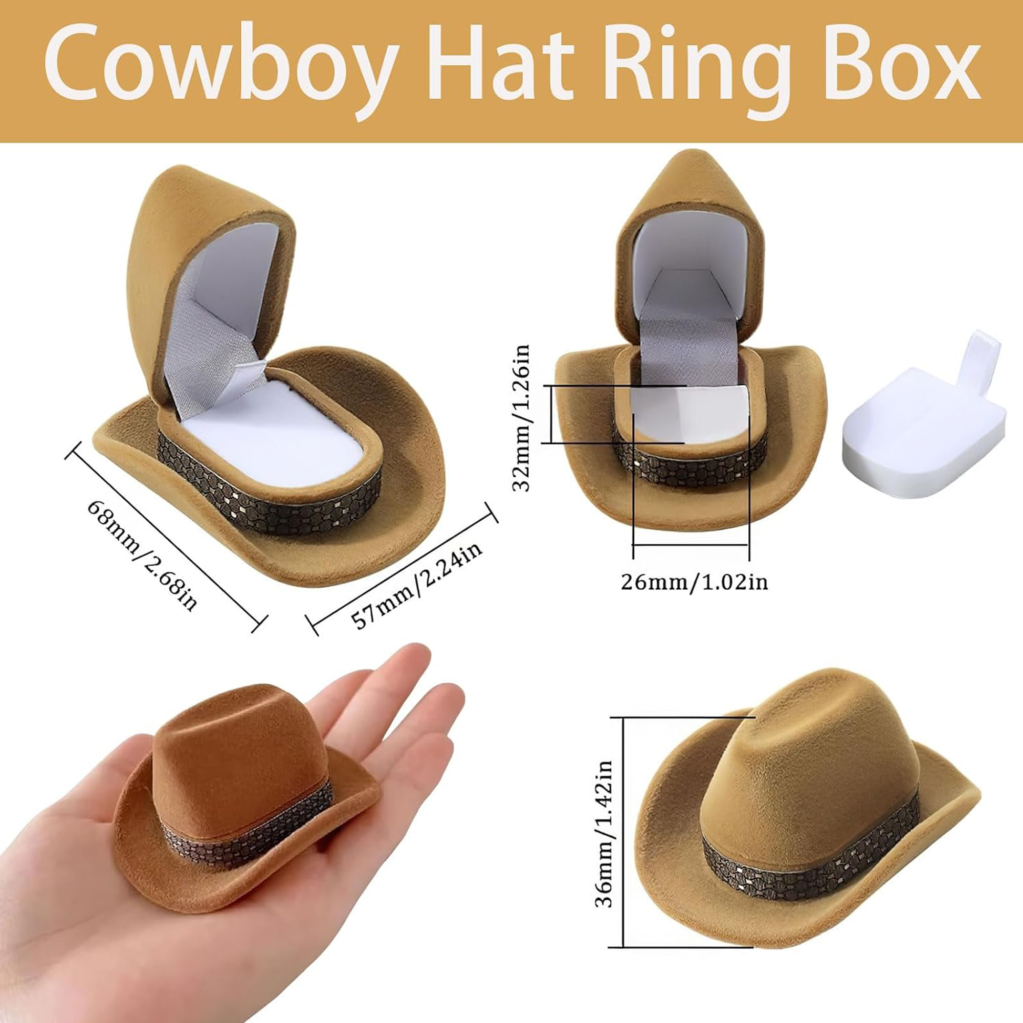Western Cowboy Hat Velvet Ring Presentation Box 7