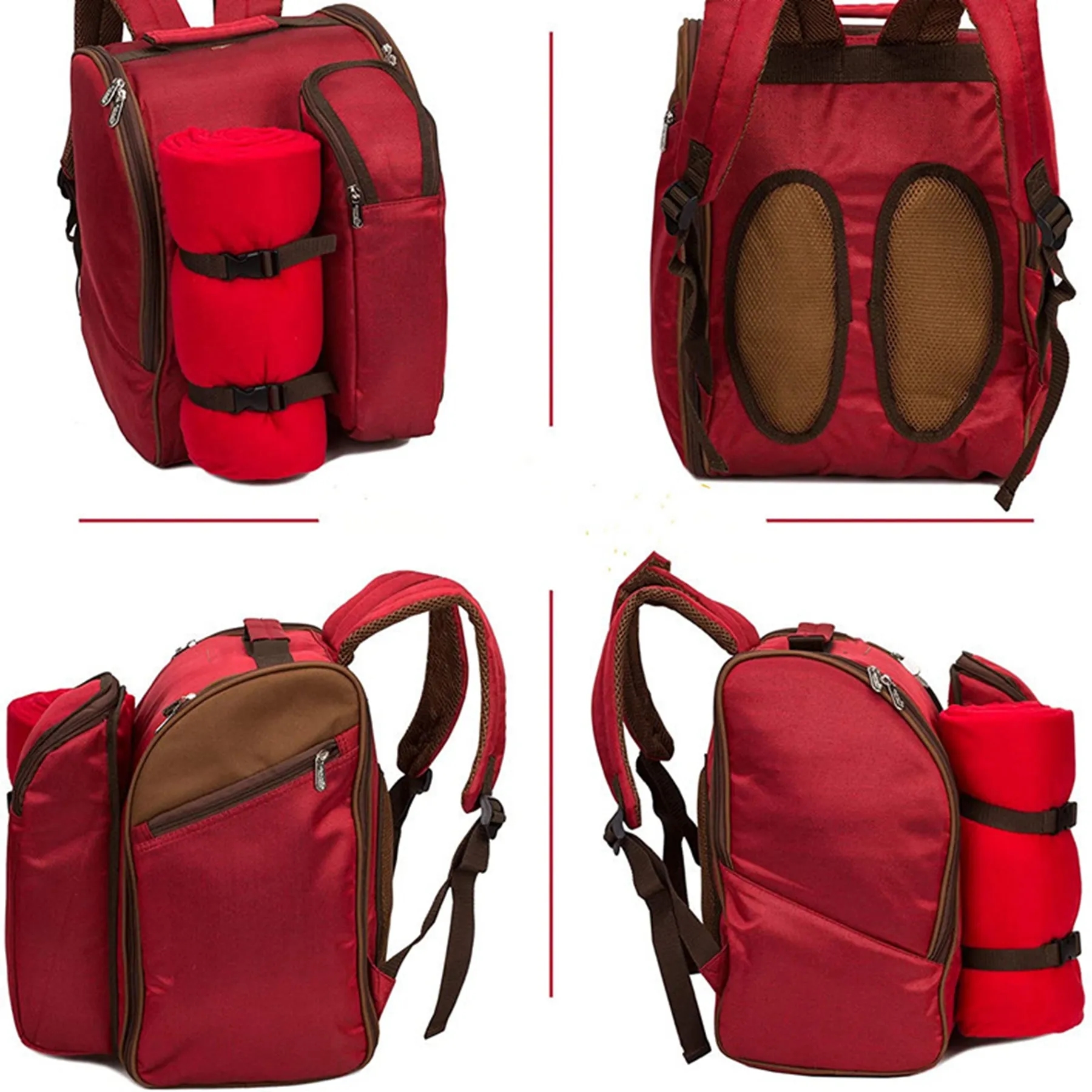 2 Person picnic cooler backpack bag with blanket 4