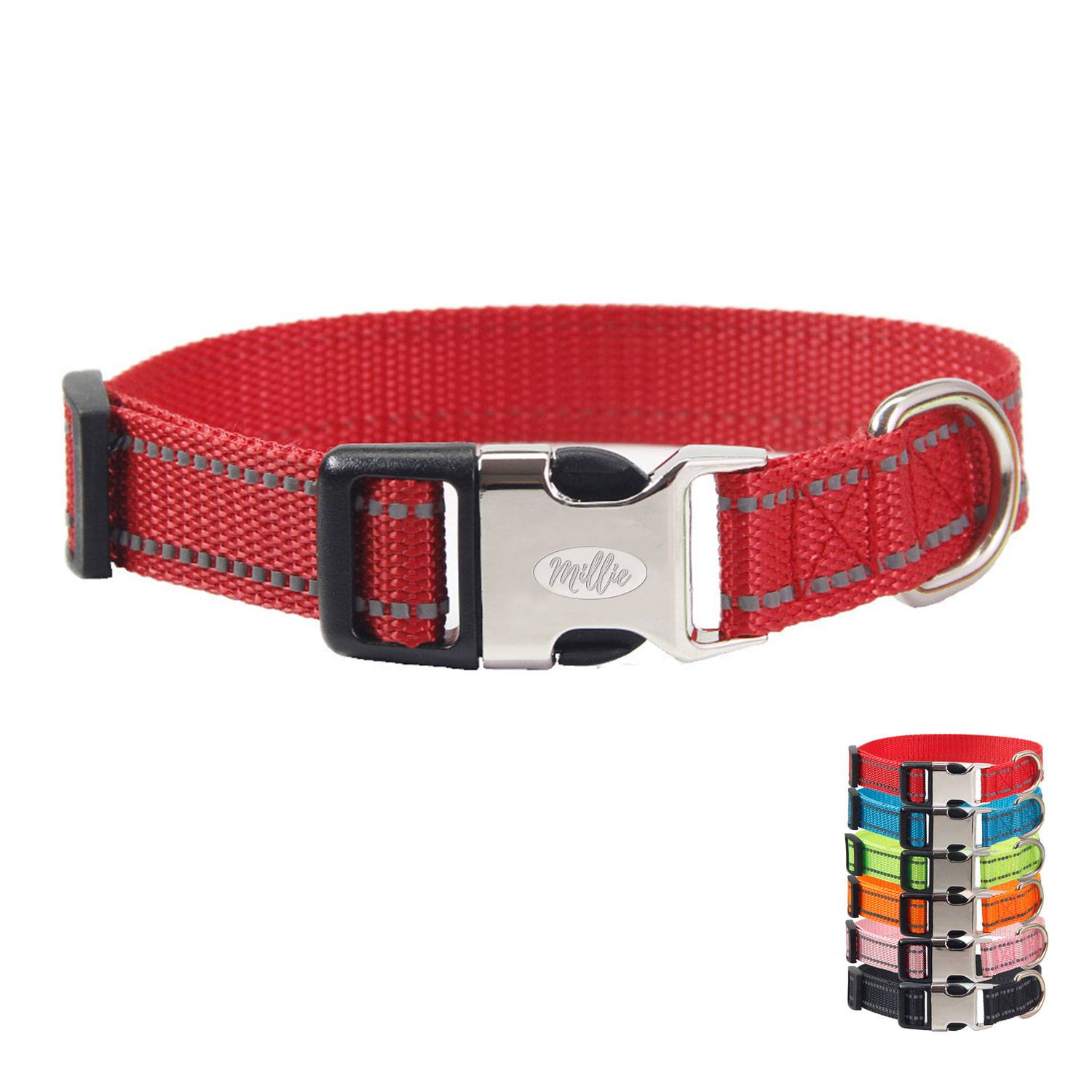 Reflective Dog Collar With Metal Buckle Quick Release