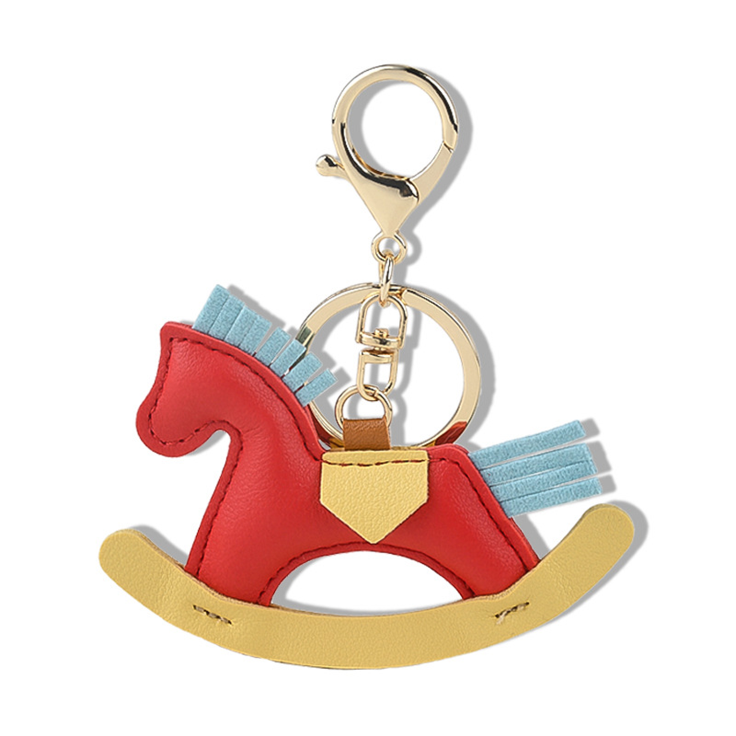 Vintage PU Leather Rocking Horse Pendant Keychain 5