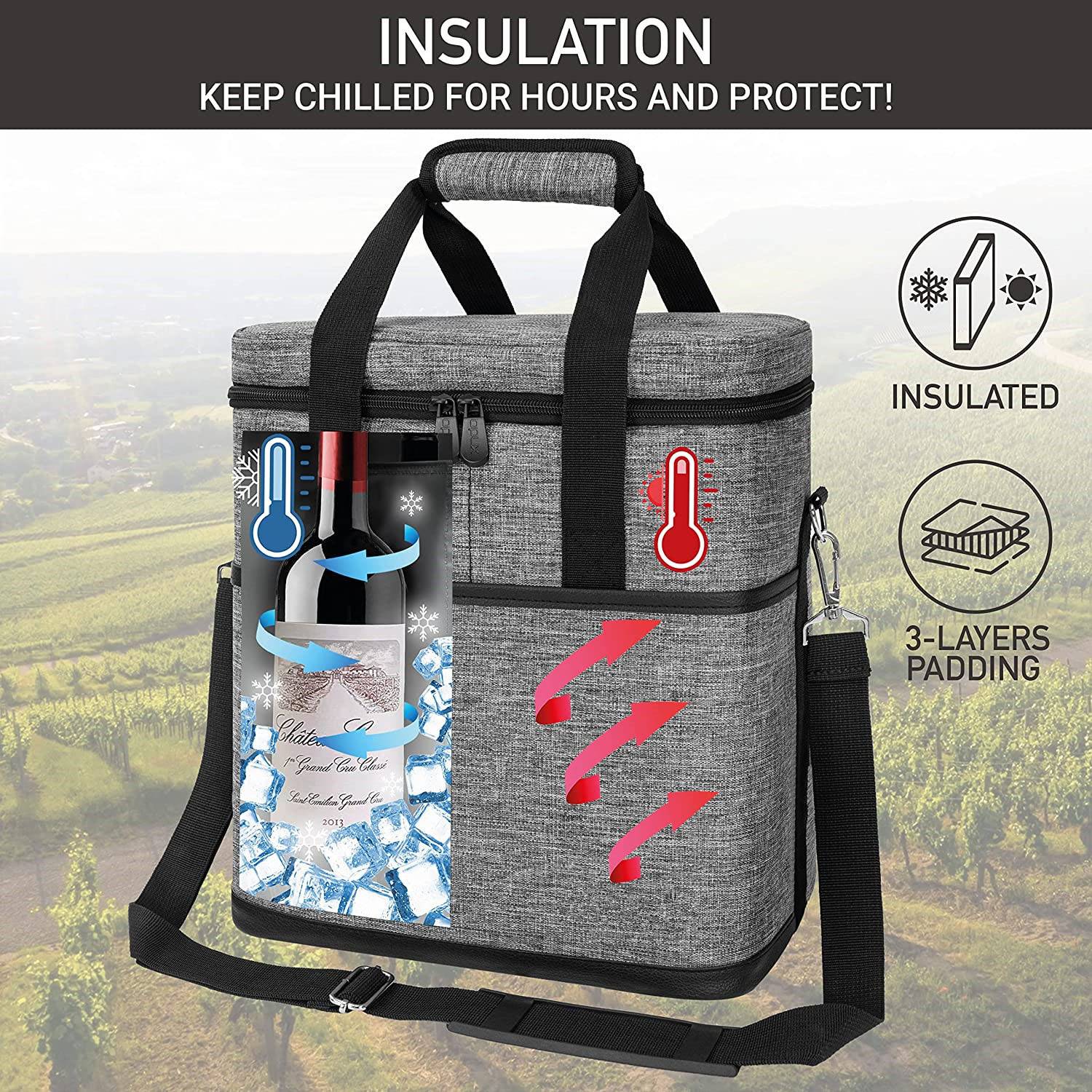 6 Wine Bottle Carrier Tote-Insulated Padded 5