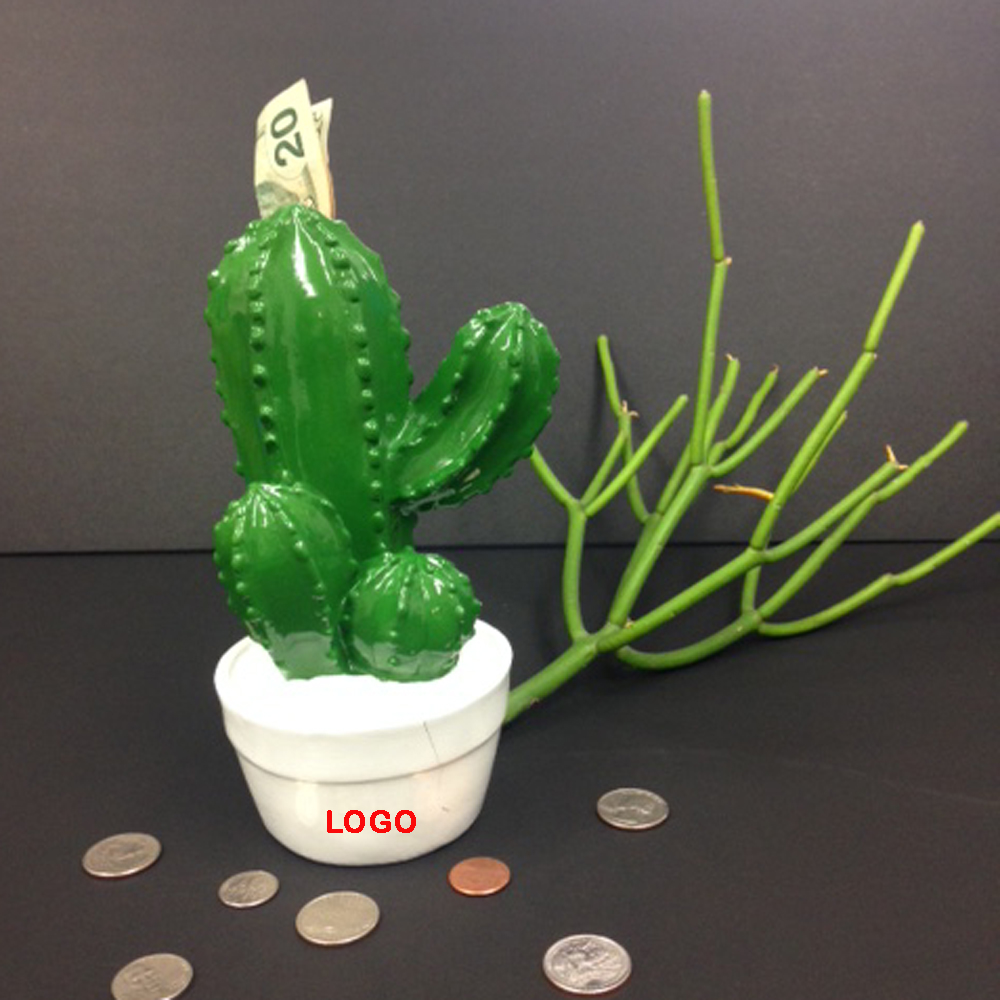 7" Green Aloe Cactus Money Bank 2