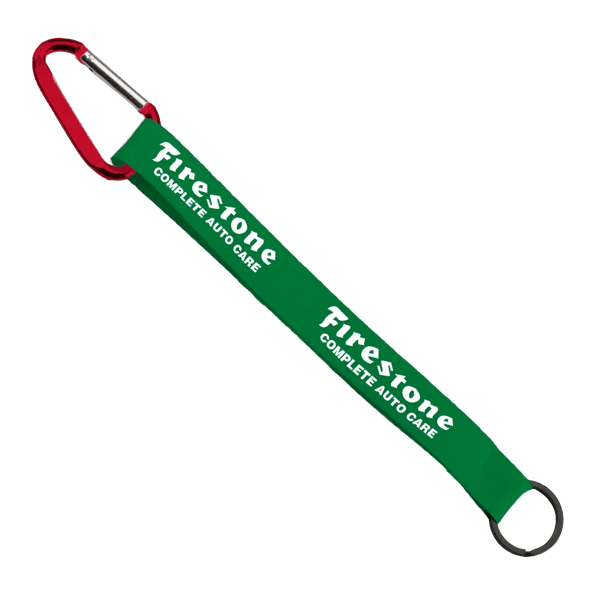 3/4" Sewn Polyester Keychain with Metal Split-Ring and Carabiner 130