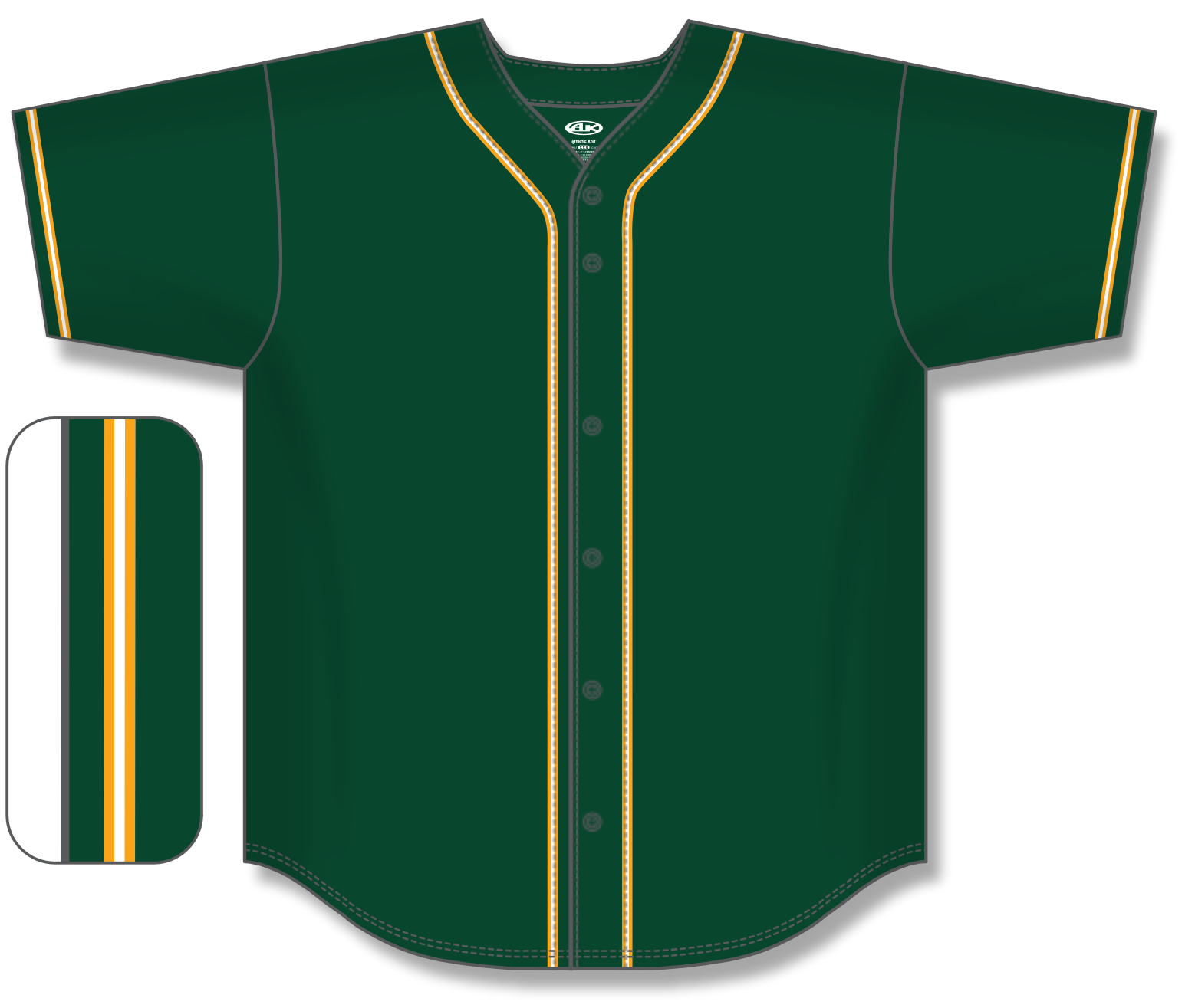 Full Button Baseball Jerseys BA5500-OAK-G01 5