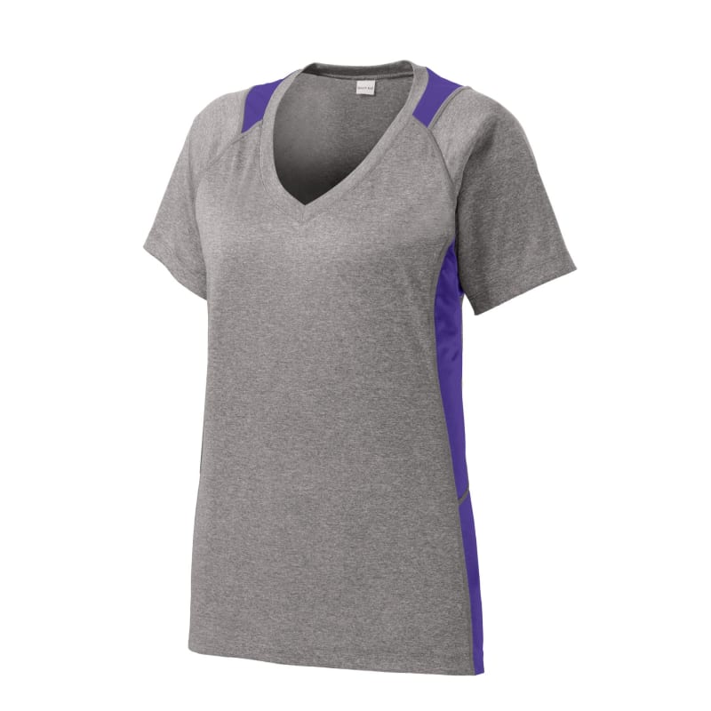 Sport-Tek Women's Heather Colorblock Contender V-Neck Tee. 27
