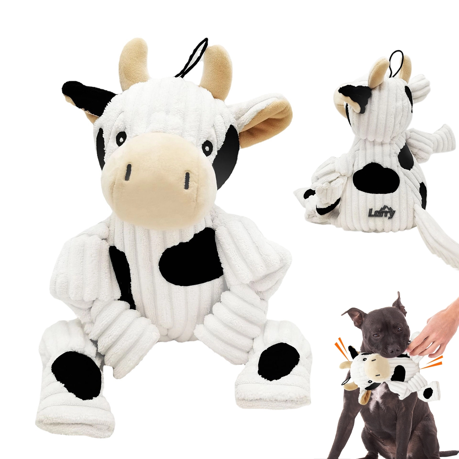 Large Squeaky Puppy Toy In Cow Shape 2