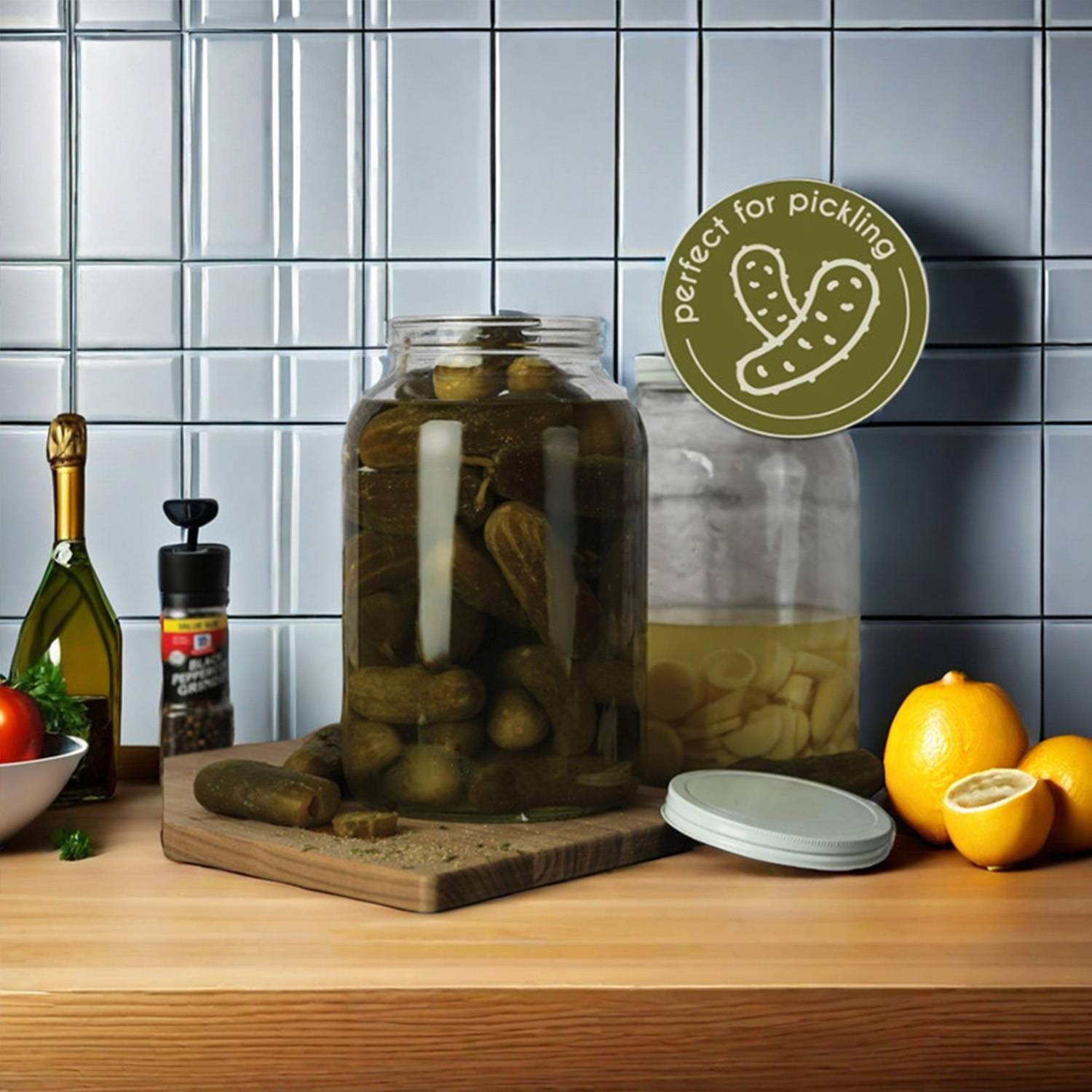 1 Gallon Plastic Lid Glass Mason Jar 3