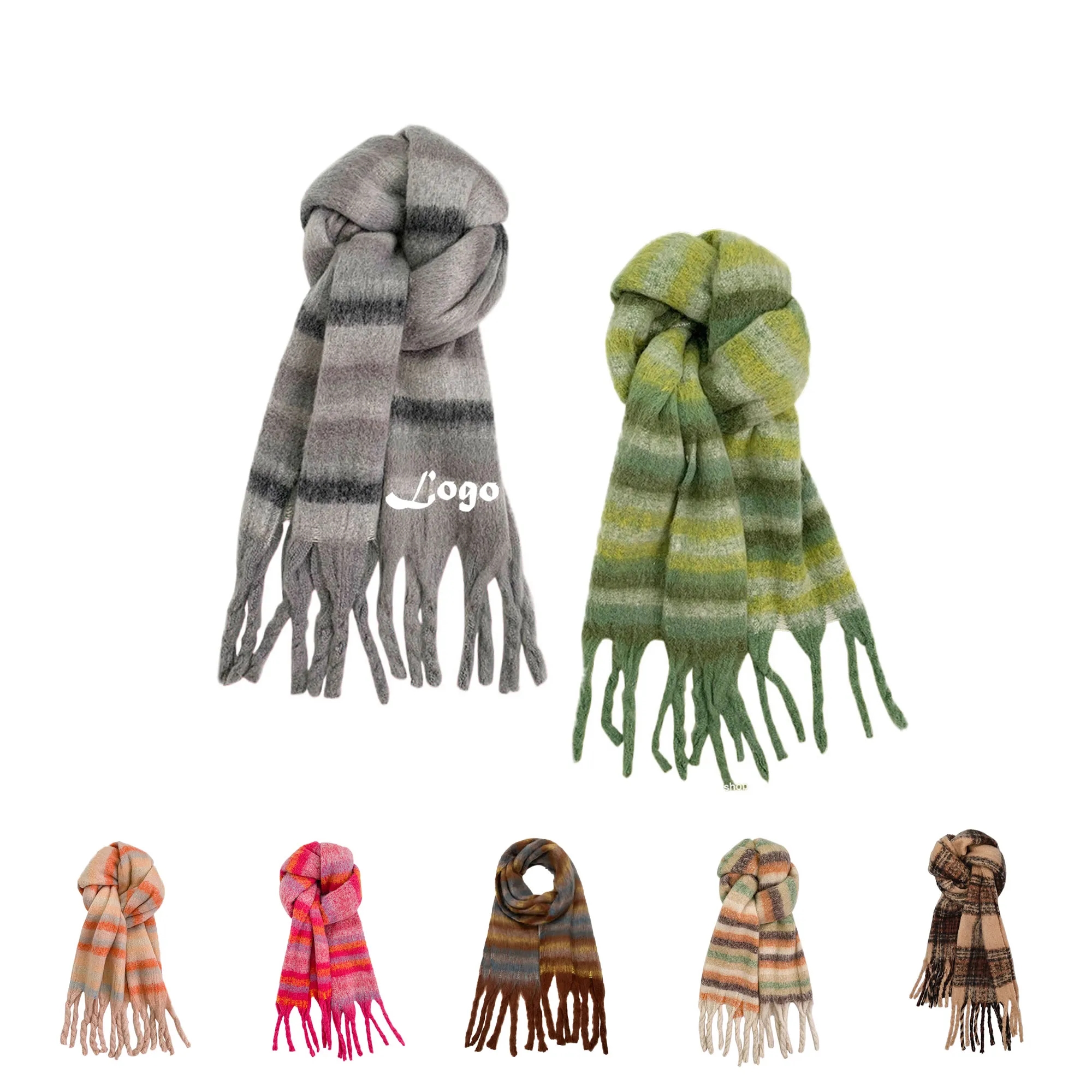 Warm Color-Block Knit Winter Scarf