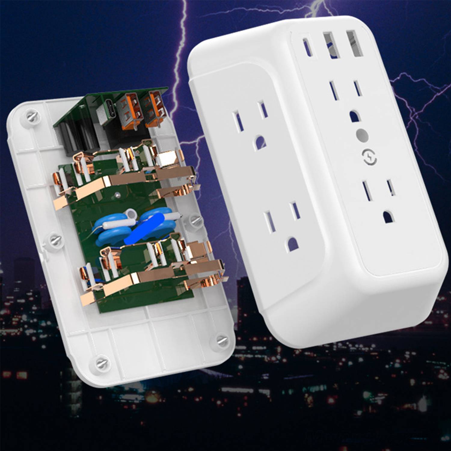 Wall Charger Surge Protector 6 Outlet Extender with 3 USB 3