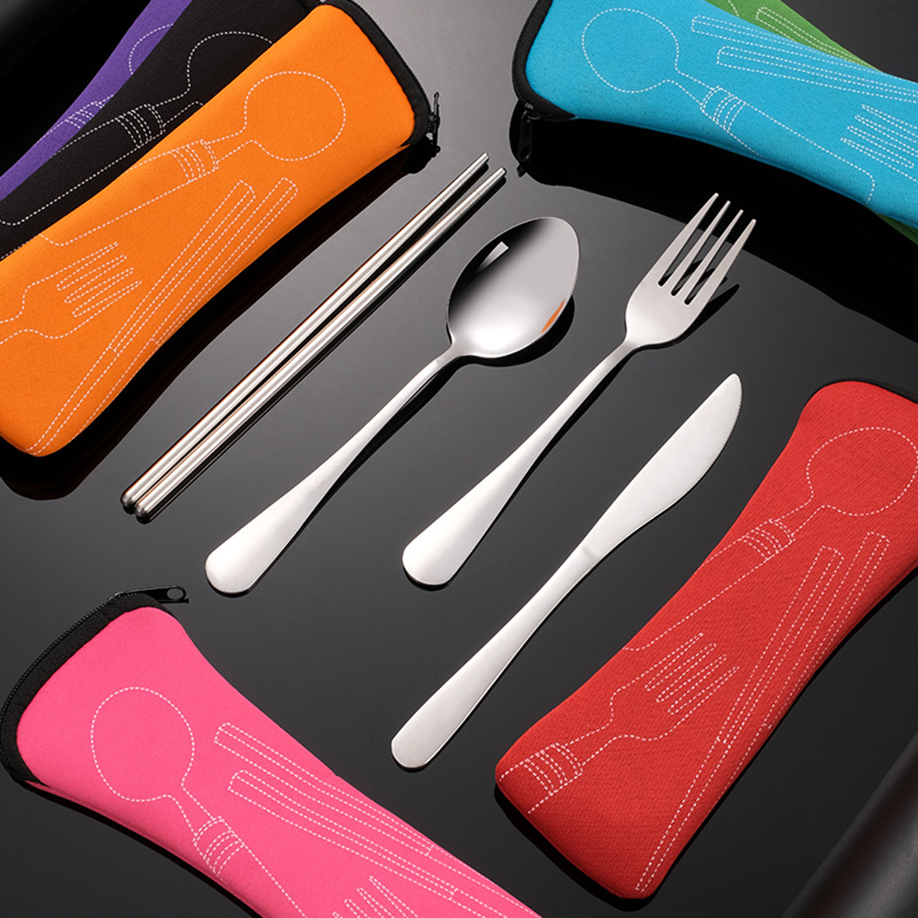 Portable 4Pcs Cutlery Set With Carry Case 4