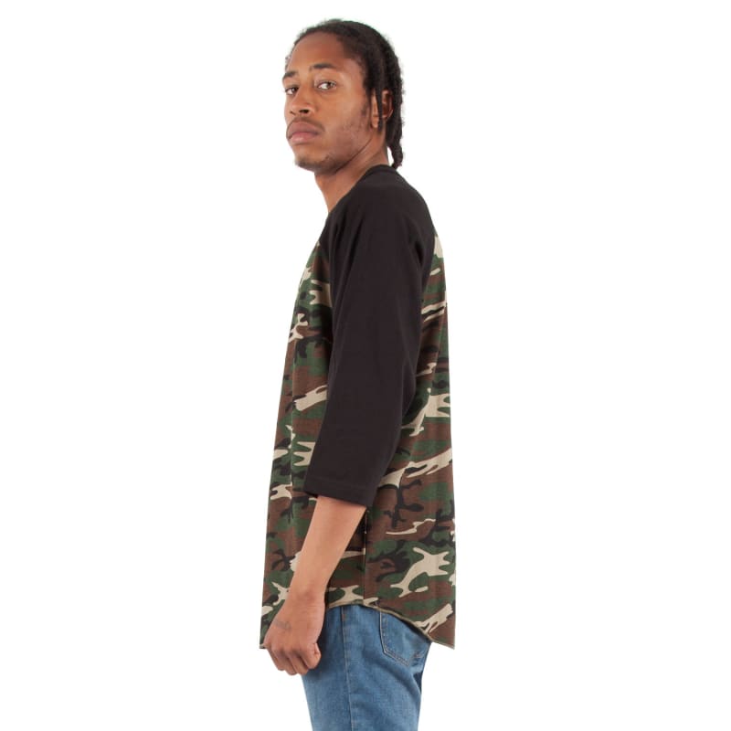 Shaka Wear Adult Three-Quarter Sleeve Camo Raglan T-Shirt 2