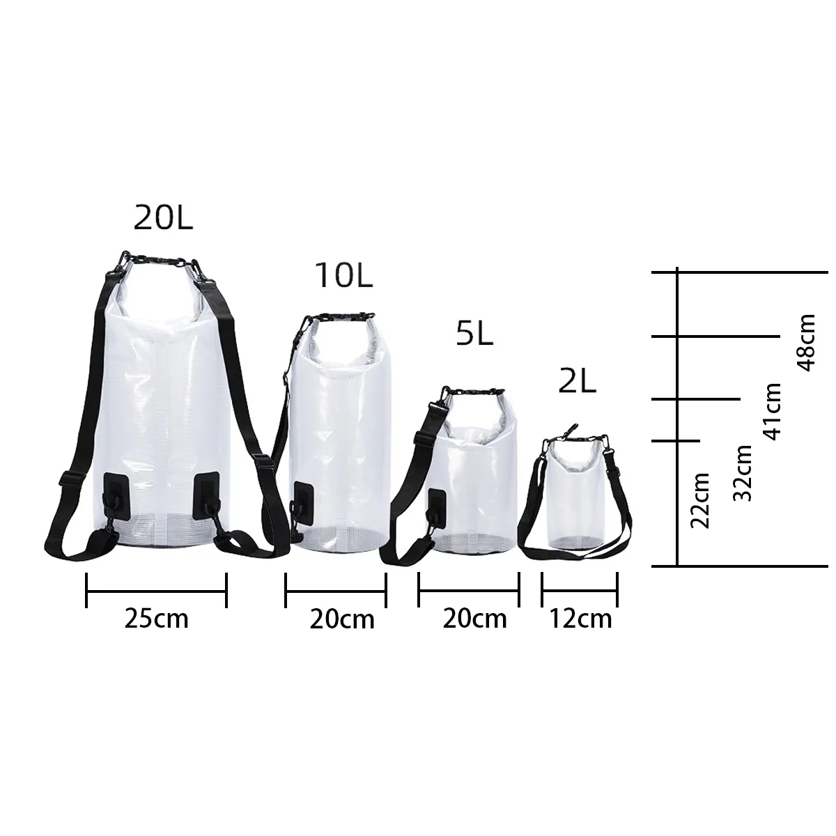 Clear Waterproof Roll Top Dry Bag With Strap 4