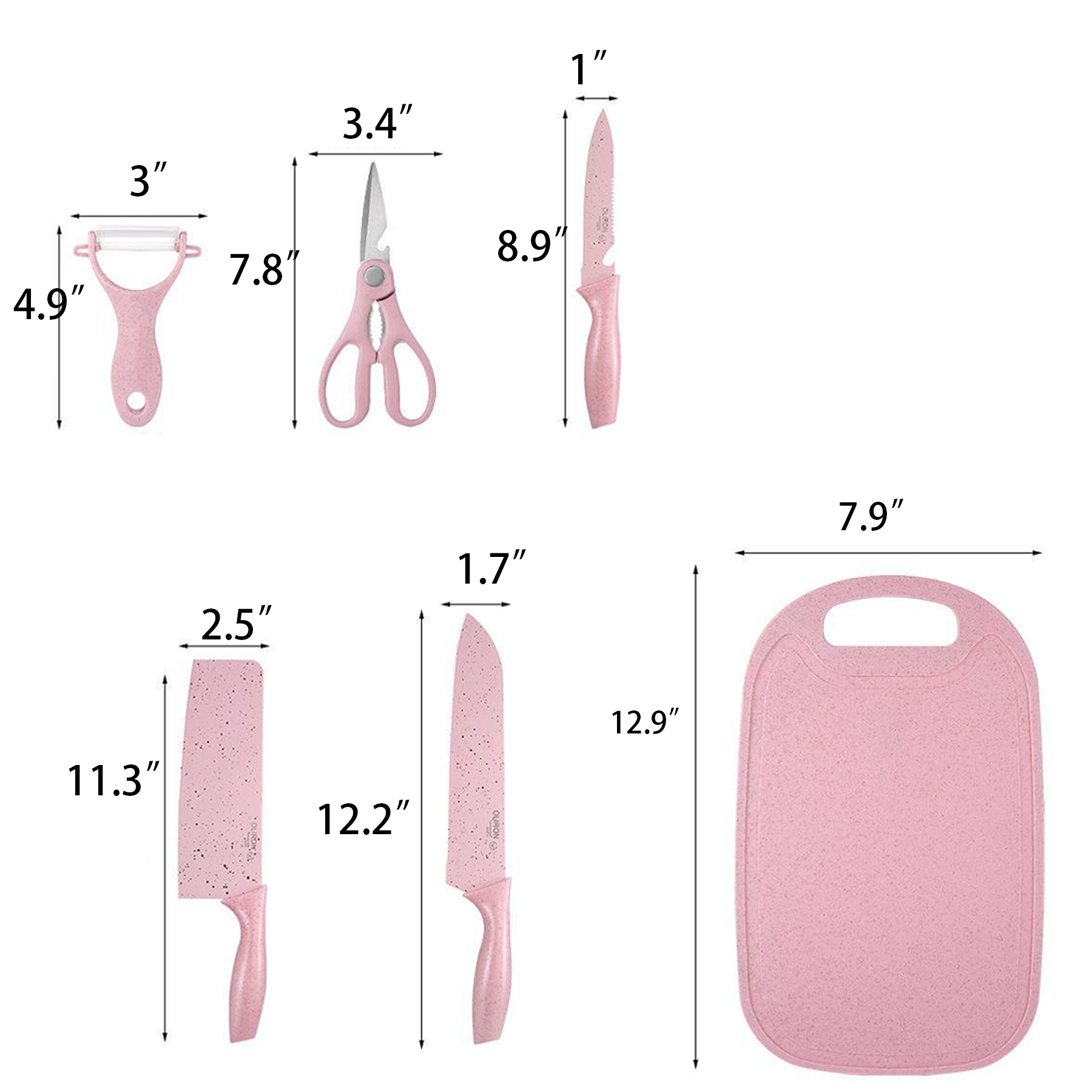 7PC Wheat Straw Sharp Chef Knife Set 3