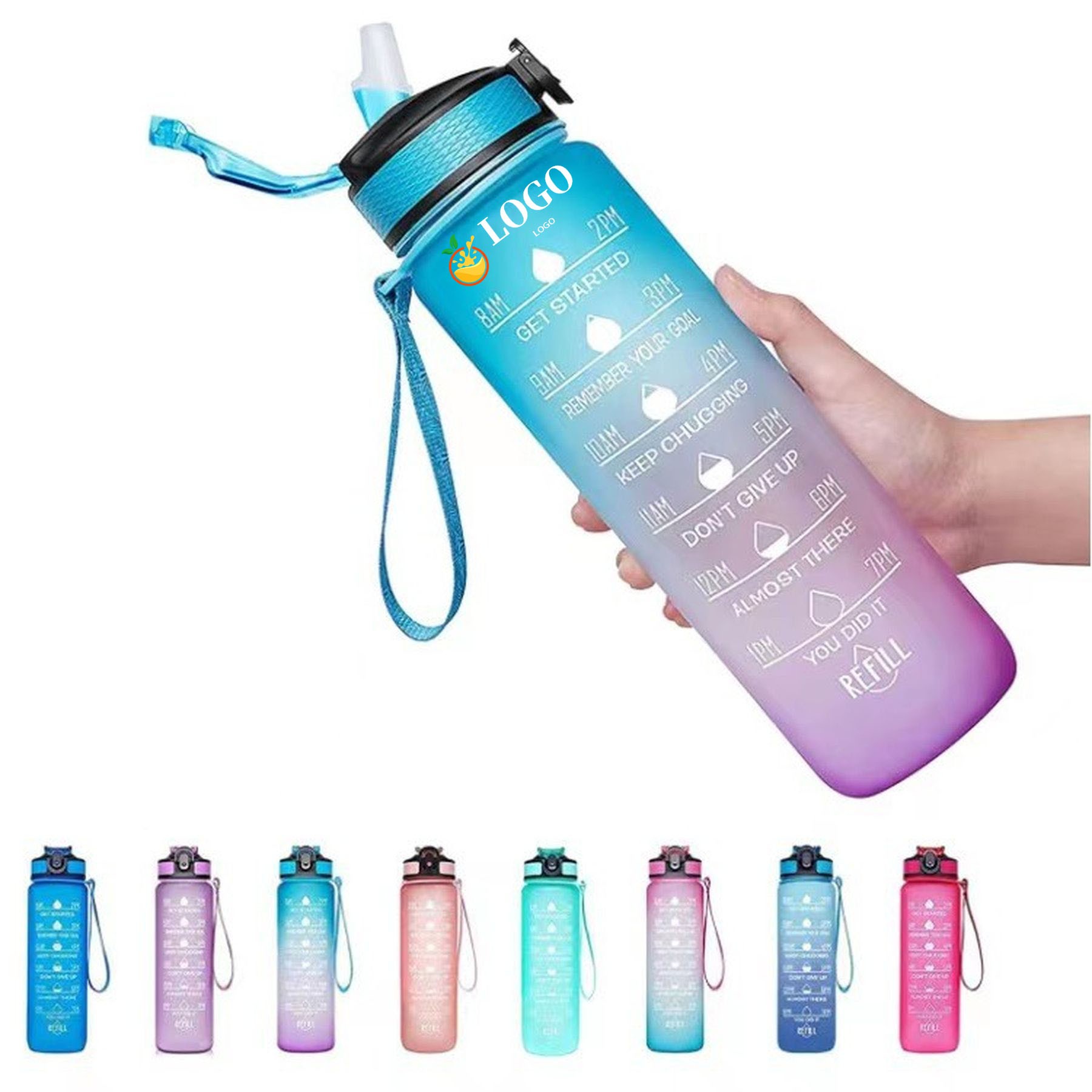 32Oz Motivational Fitness Leak-Proof Sports Water Bottle