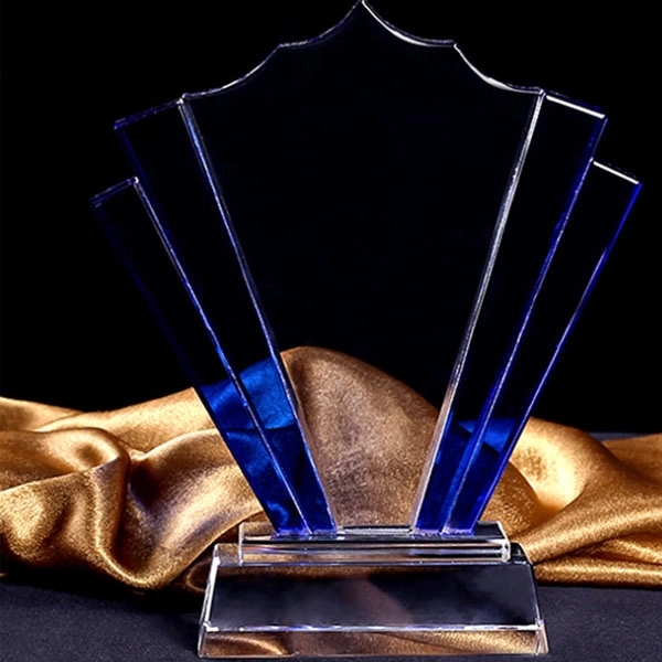 Custom Blue Crown Crystal Award Trophy 2