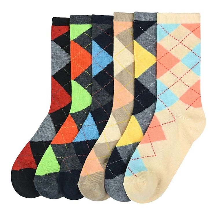 Women's Crew Socks - 6 Argyle Design Size 9-11 2