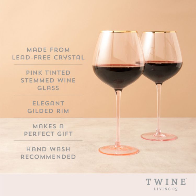 Twine Living® Rose Crystal Red Wine Glass, set of 2 1