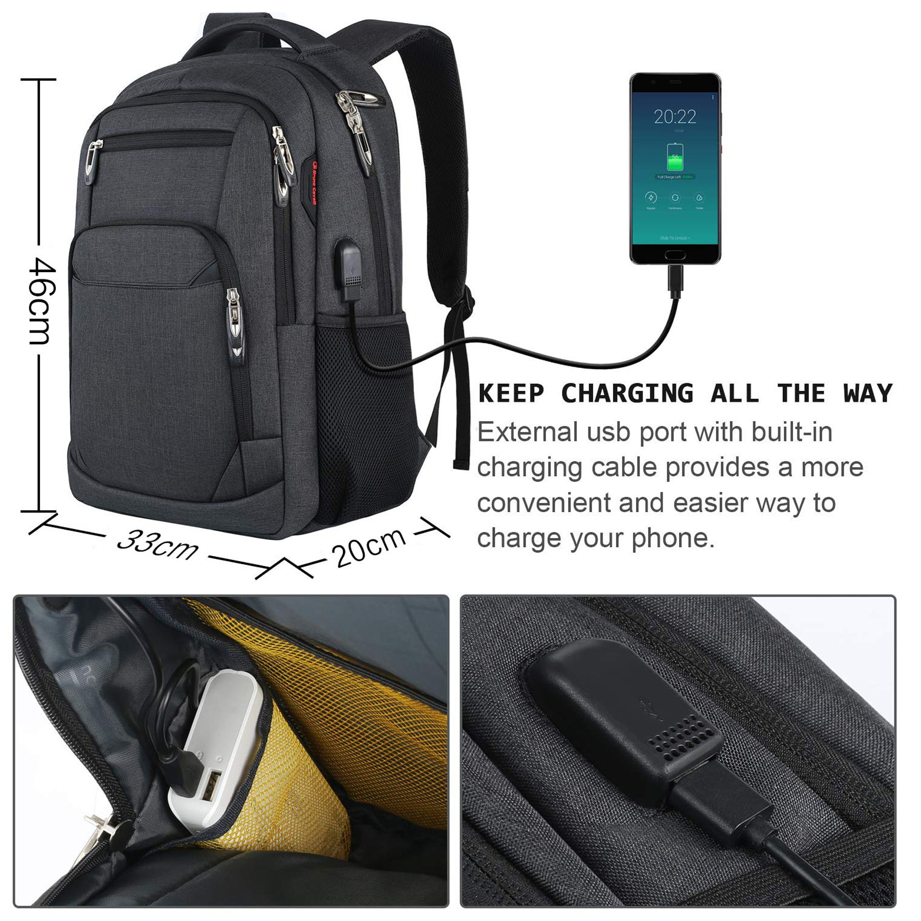 Anti-Theft Slim Business Travel Laptop Backpack 3