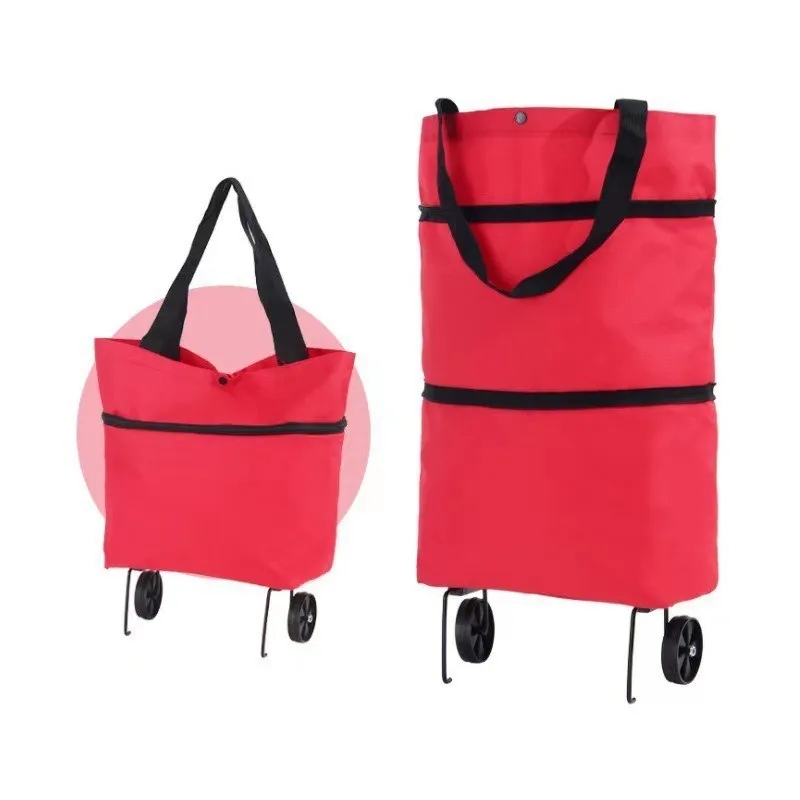 Foldable Oxford Cloth Shopping Bag with Wheels Grocery Cart 6