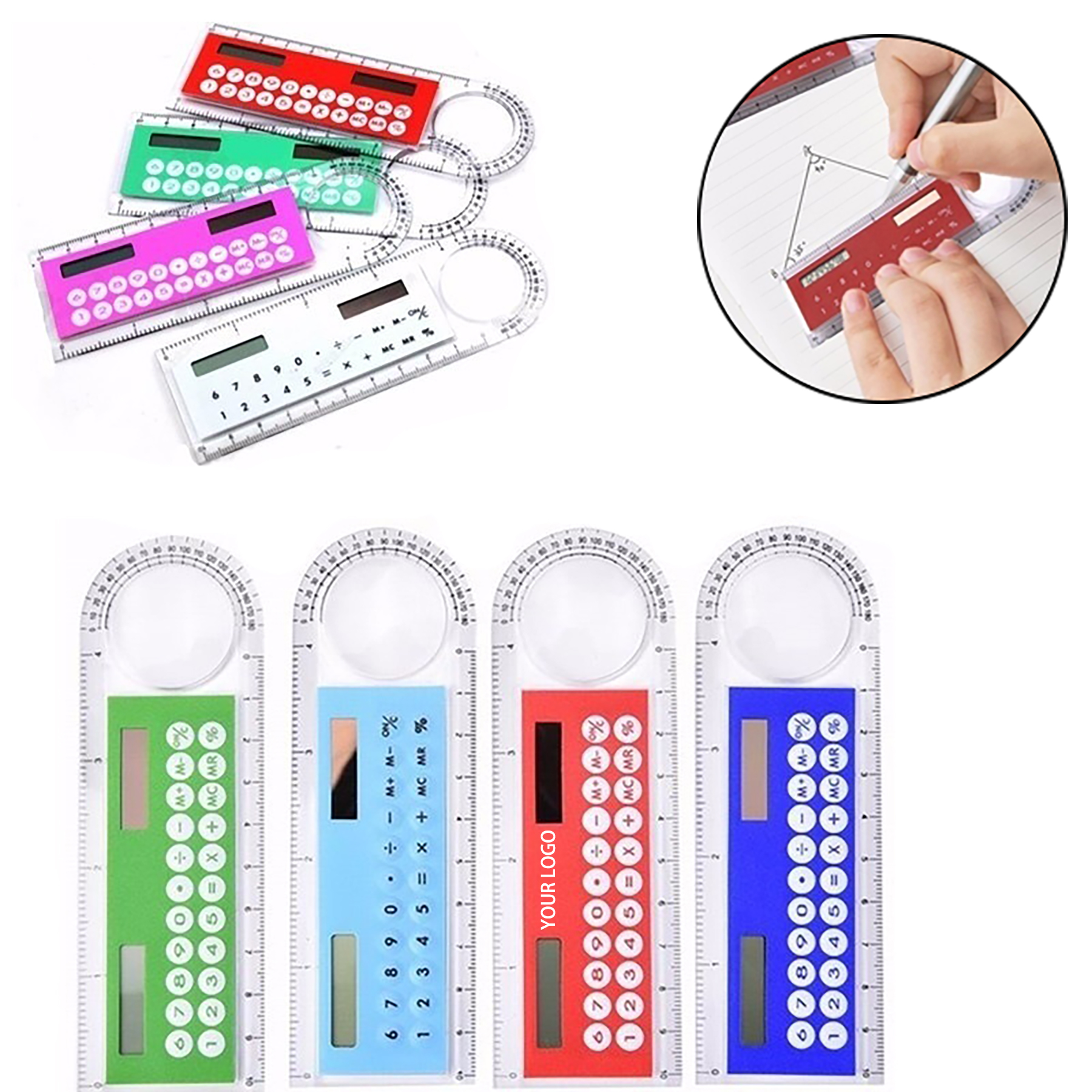 Ultra-thin Ruler With Solar Calculator Magnifier 1