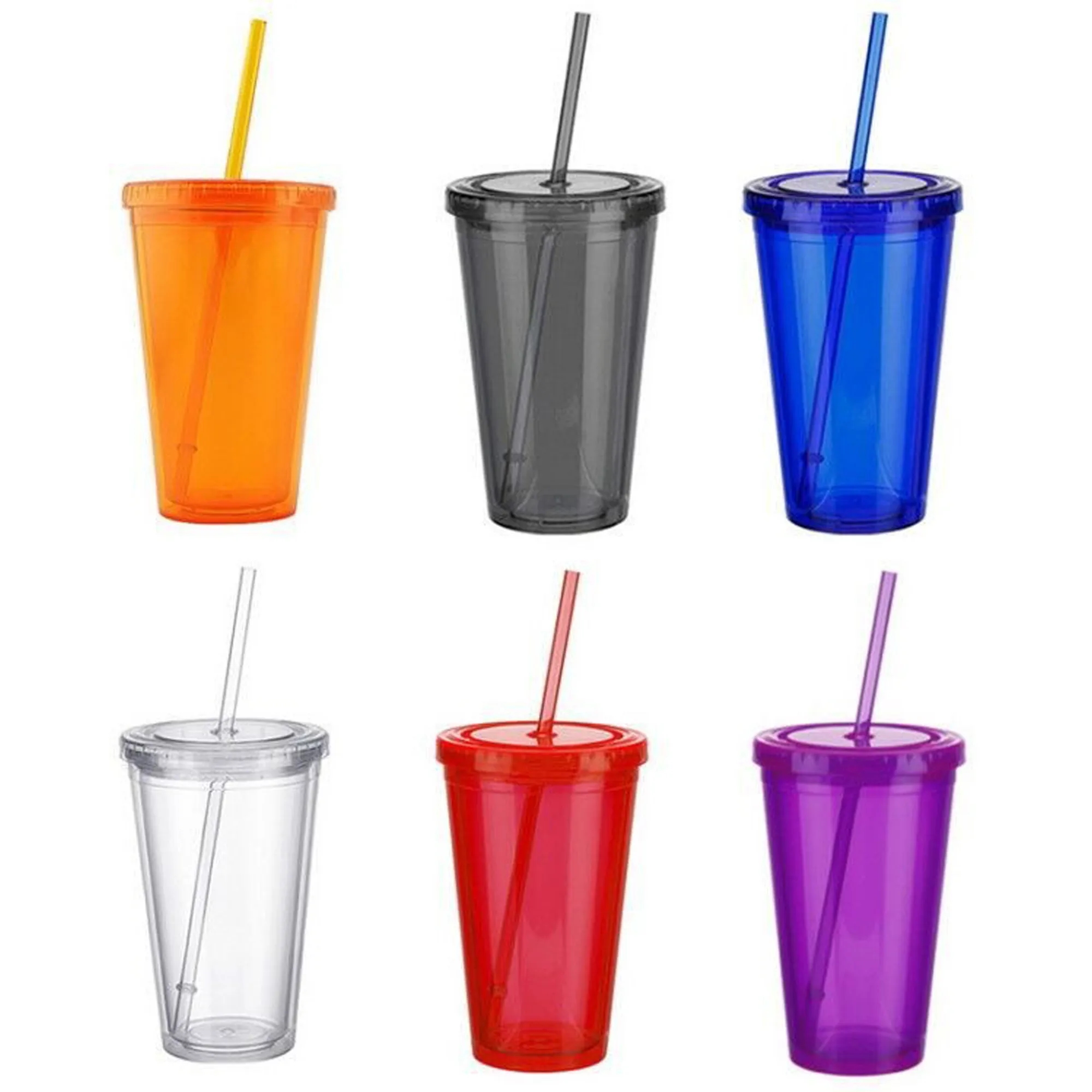 16oz Transparent Acrylic Tumbler With Straw MOQ48 7