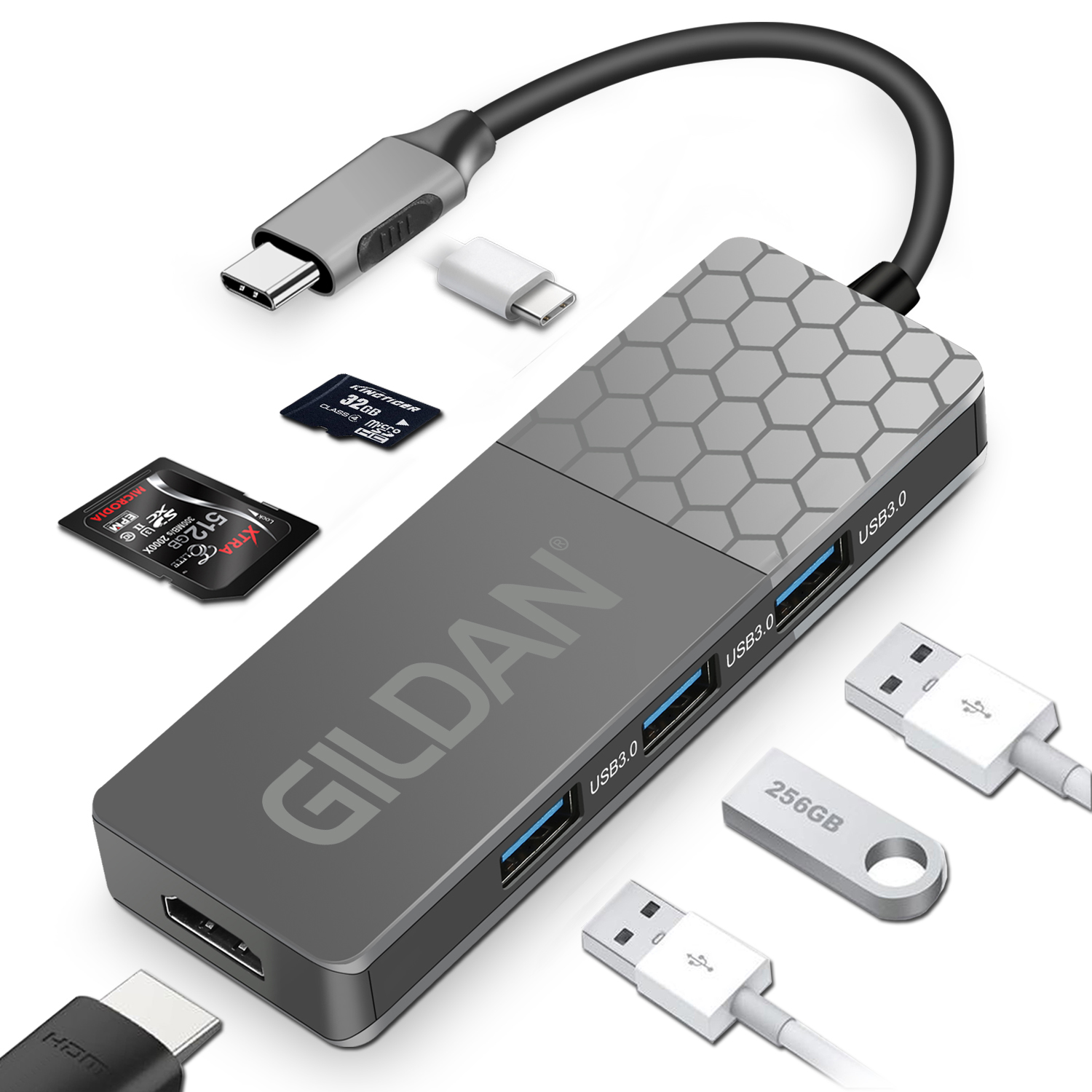 7-in-1 USB Type-C Hub – 4K HDMI, 3 USB 3.0 Ports, SD Card Reader & 87W PD Charging 6