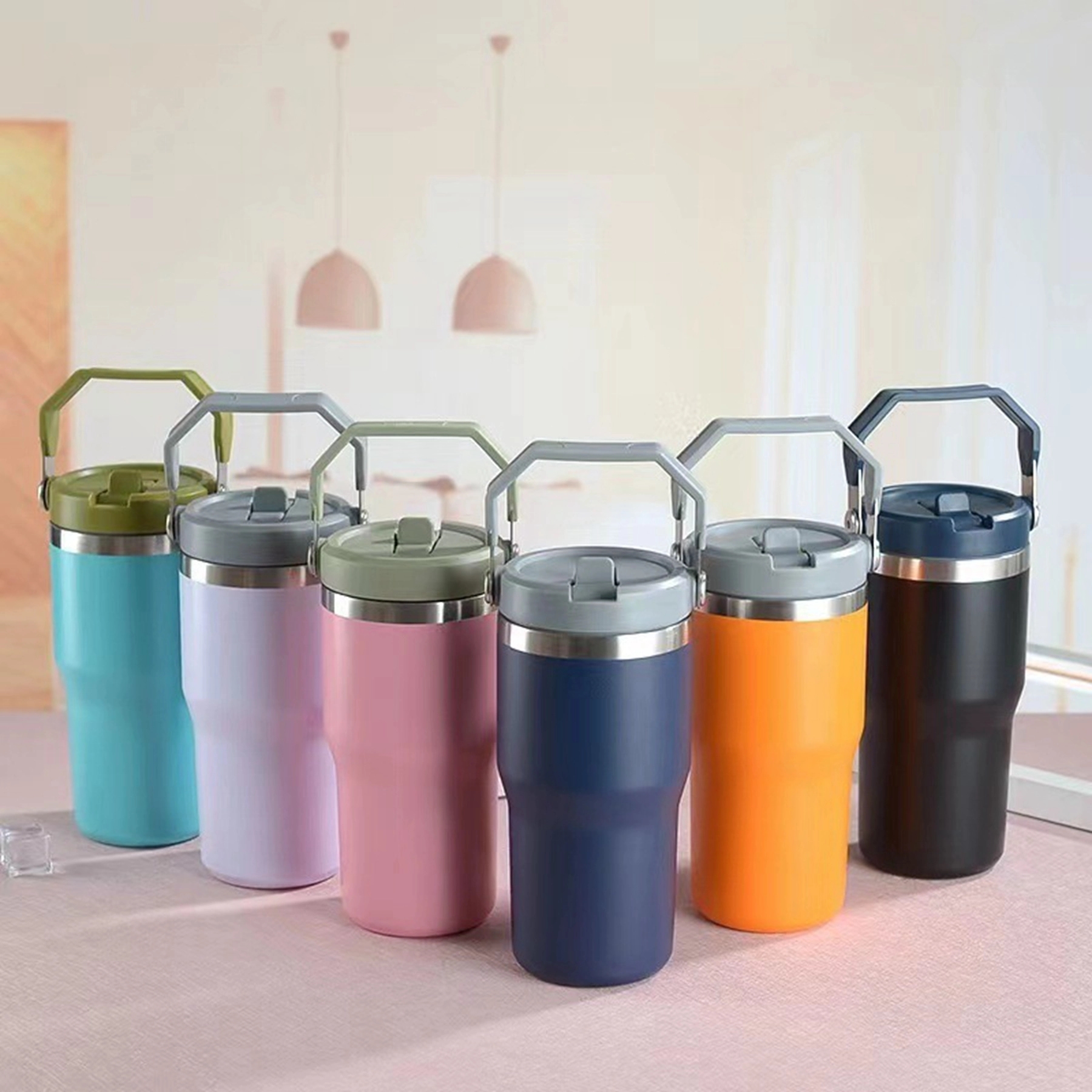 20 Oz. Vacuum Tumbler with Handle & Flip Straw Lid 10