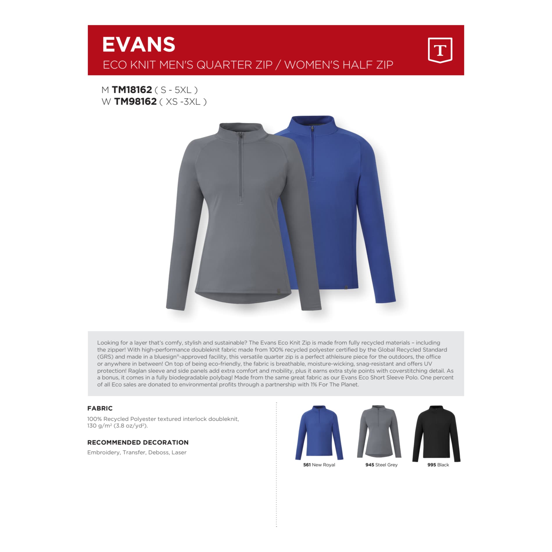 EVANS Eco Knit Quarter Zip - Men's 14