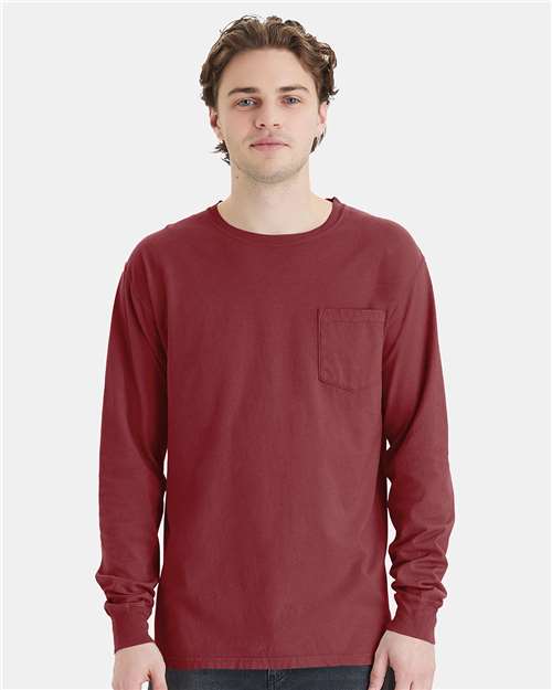 Unisex Garment-Dyed Long Sleeve T-Shirt With a Pocket - GDH250 77
