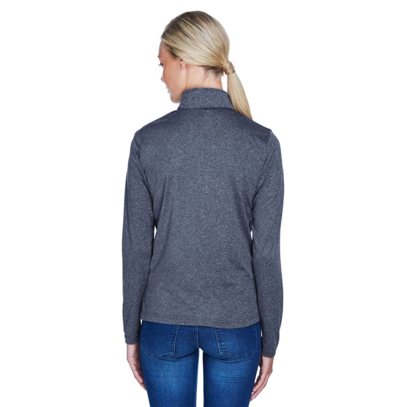 UltraClub Ladies' Cool & Dry Heathered Performance Quarter-Zip 16