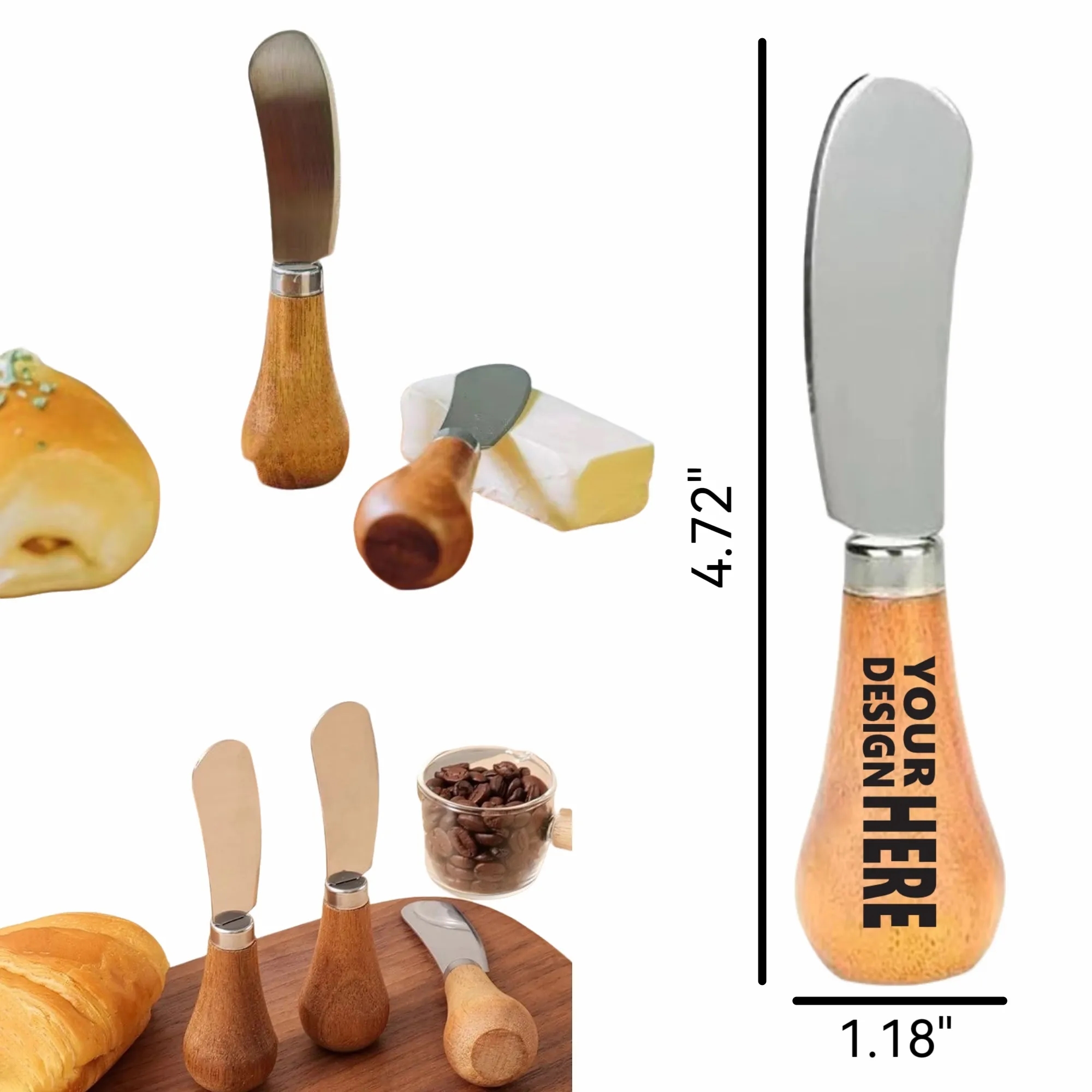 Standing Acacia Handle Butter Spatula For Bread 2