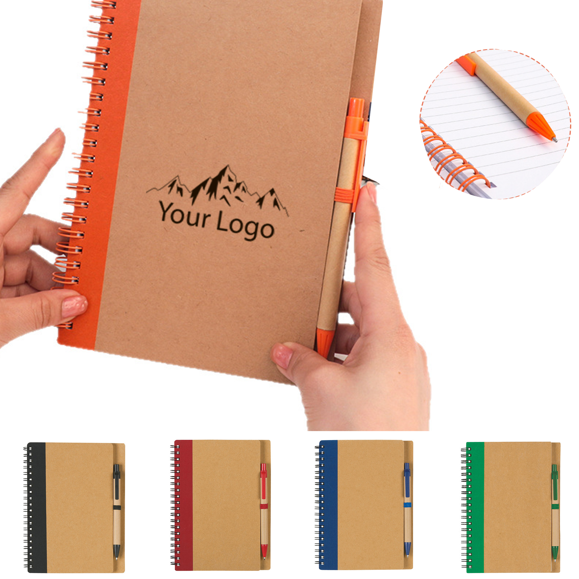 B6 Spiral Journal Kraft Cover Notebooks with Pen 3