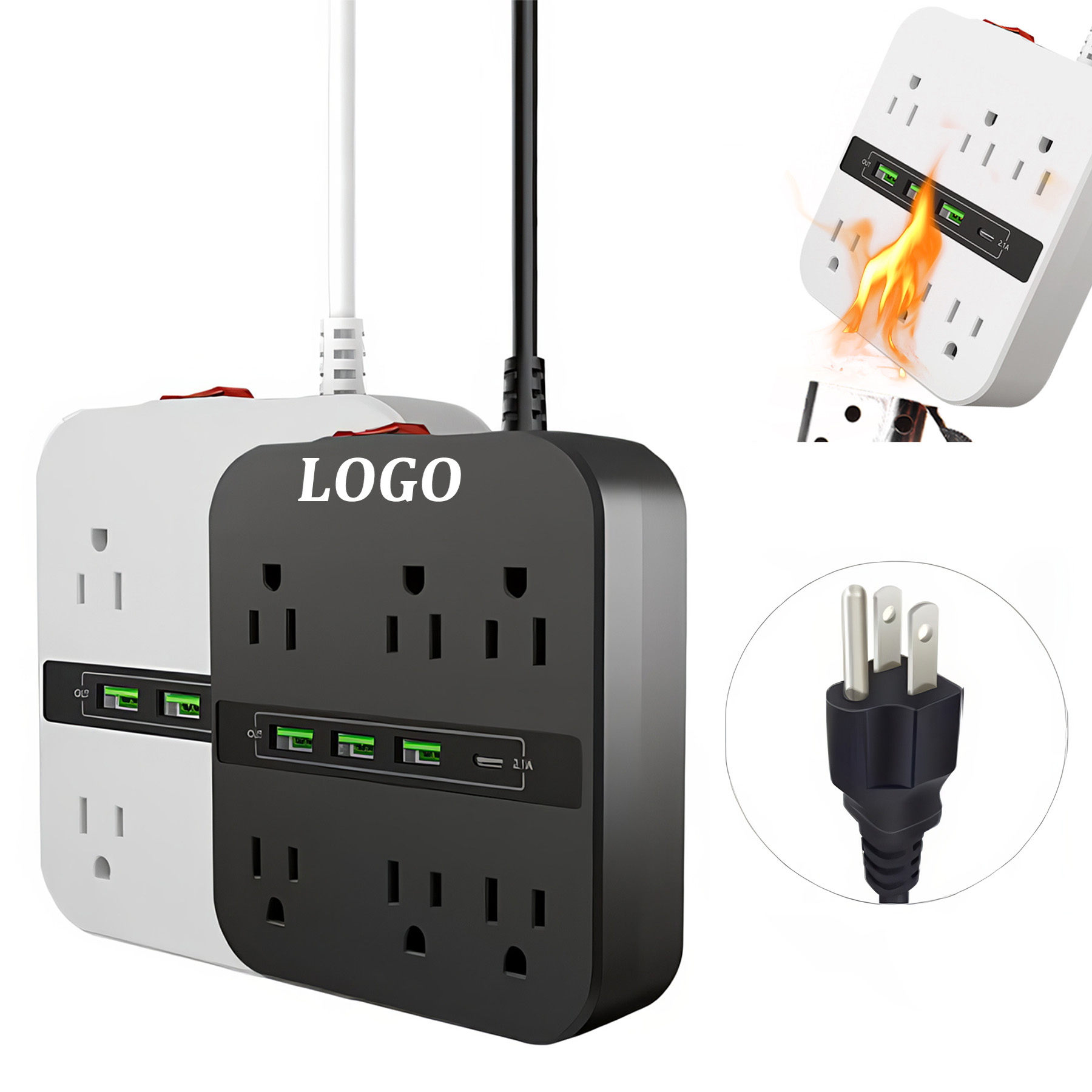 6ft Power Strip USB Charging Ports 1