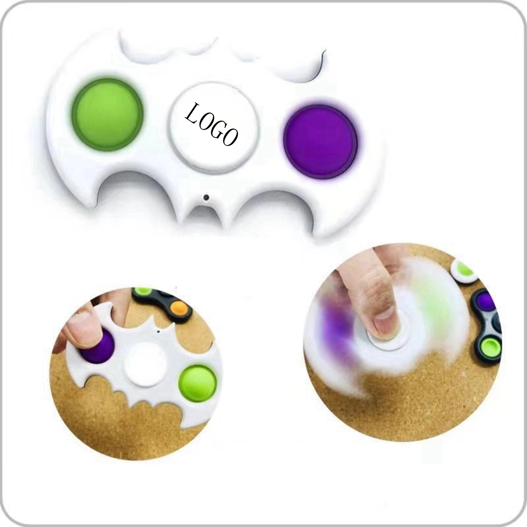 Bat Shape Silicone Push-Pop Bubble Fidget Sensory Spinner 2