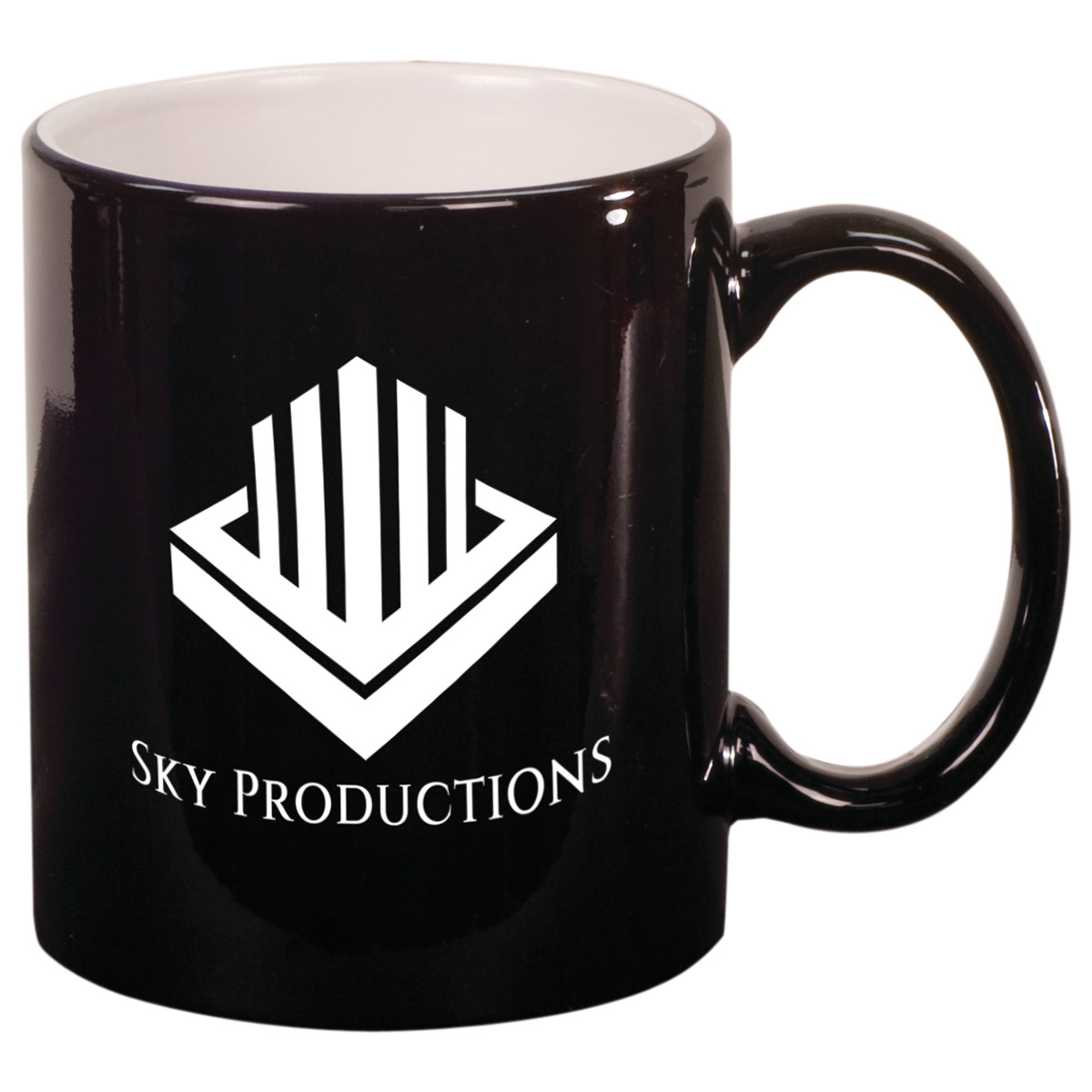 11 Oz. Black Ceramic Round LazerMug