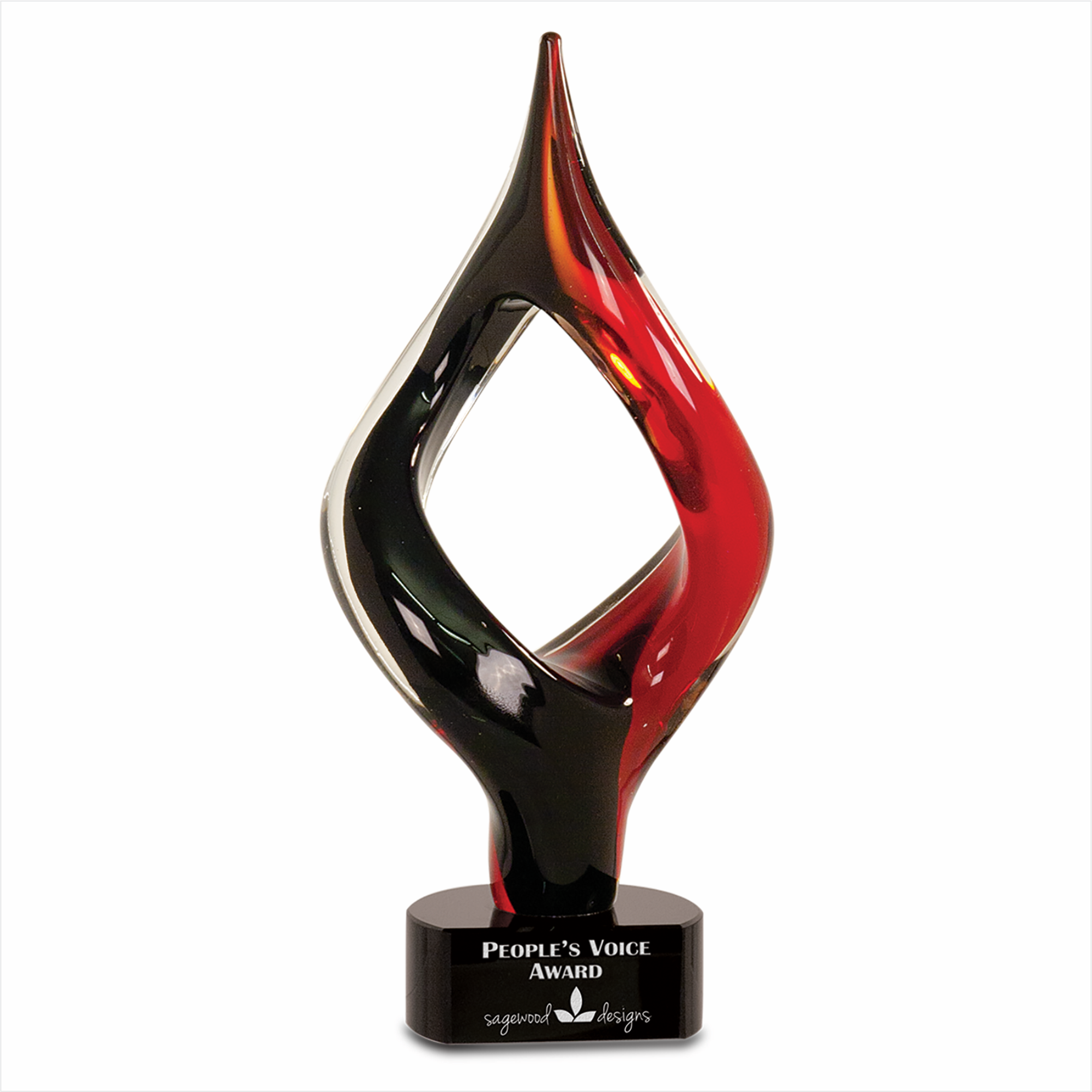 13 1/4" Red/Black Twist Art Glass 4