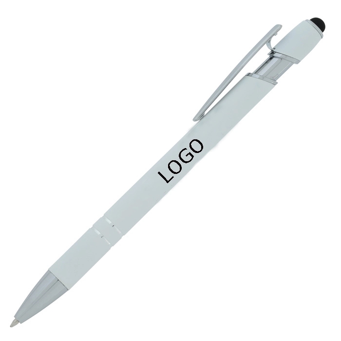 Ellipse Softy White Barrel Metal Pen with Stylus 3