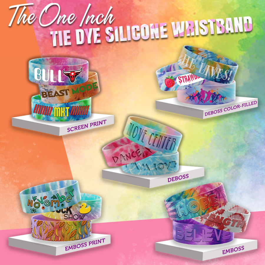 Tie Dye Silicone Wristband - 1" band 6