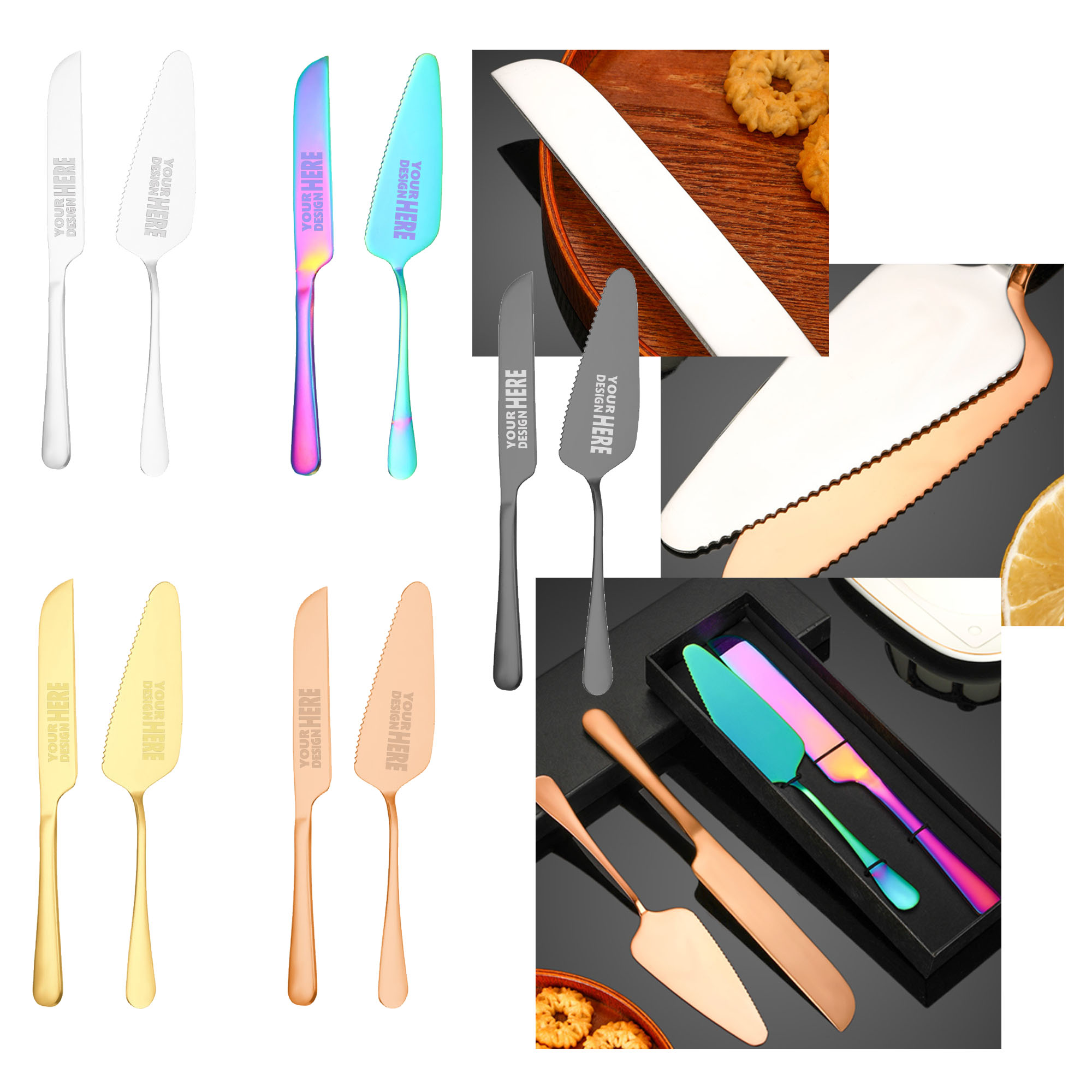 MOQ50 Stainless Steel Cake Knife And Pizza Spatula Set 3