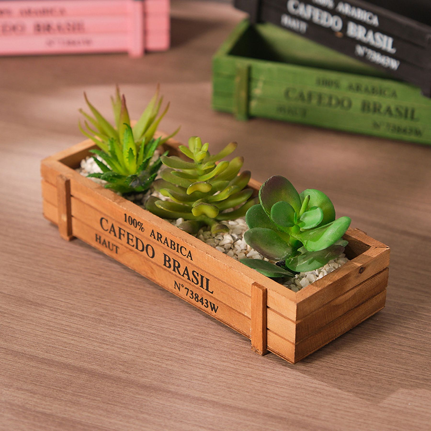 Pine Wood Planter Box Multiple Color Succulent Planters 7