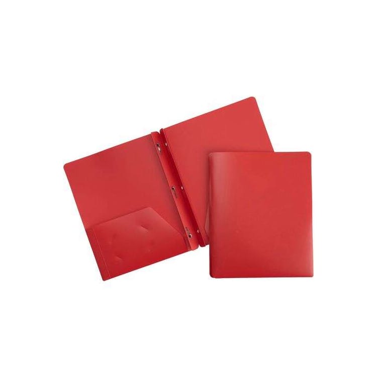 2 Pocket Poly Folders - 3 Prong Red 1