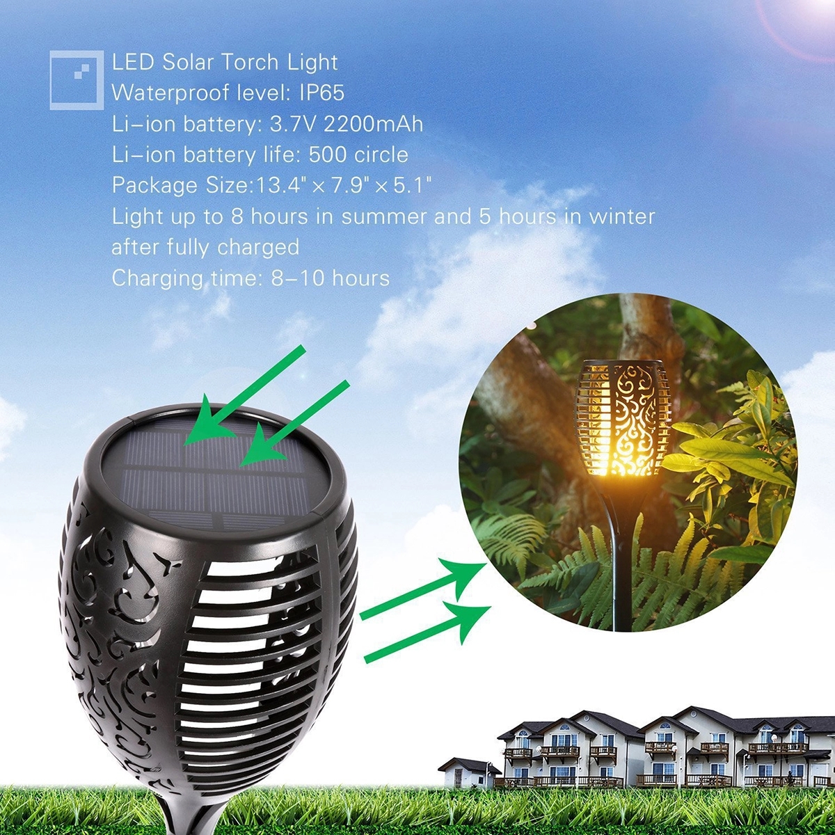 LED Waterproof Solar Torch Light 3