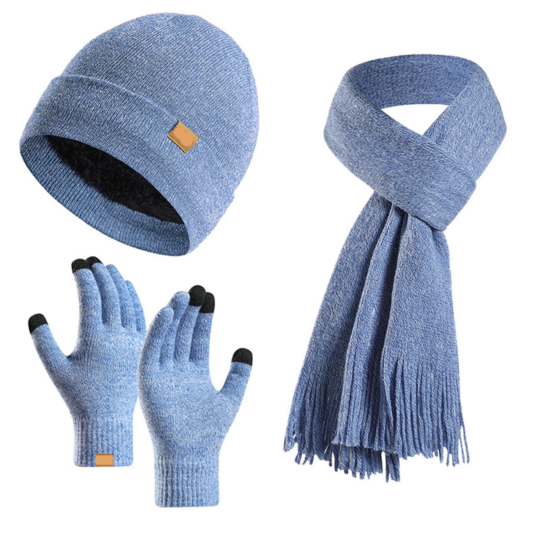 3PC Winter Beanie Scarf Gloves Set 7