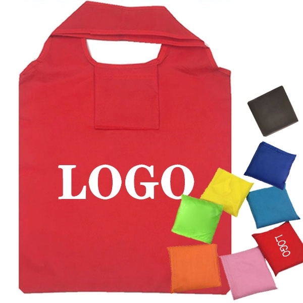 Reusable 190T Polyester Foldable Grocery Tote with Pouch 2