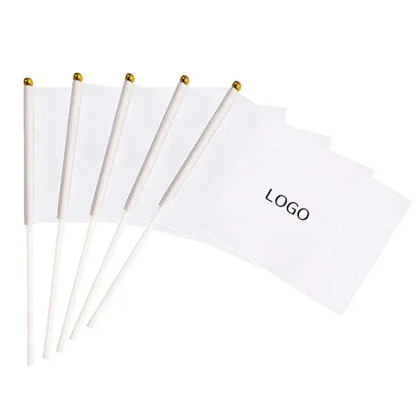 Mini White Flag on Stick with Small Plain 5