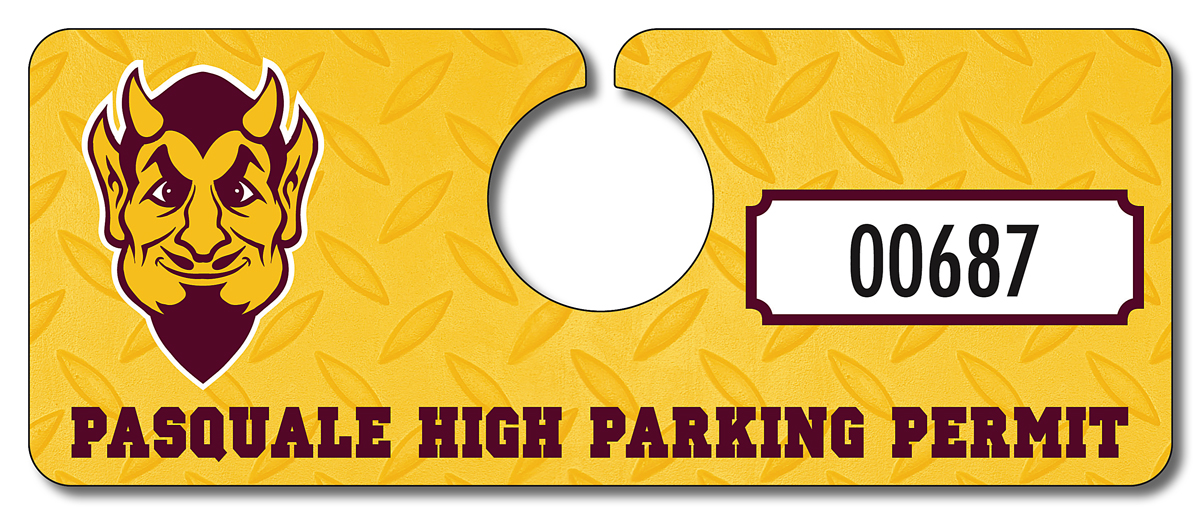 School Plastic Hang Tag / Parking Permit- 2x5 - UV Coated (1S) 3