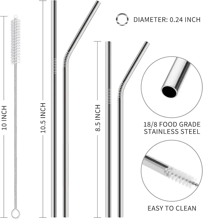 Reusable Drinking Steel Straws And Brush Suit 4