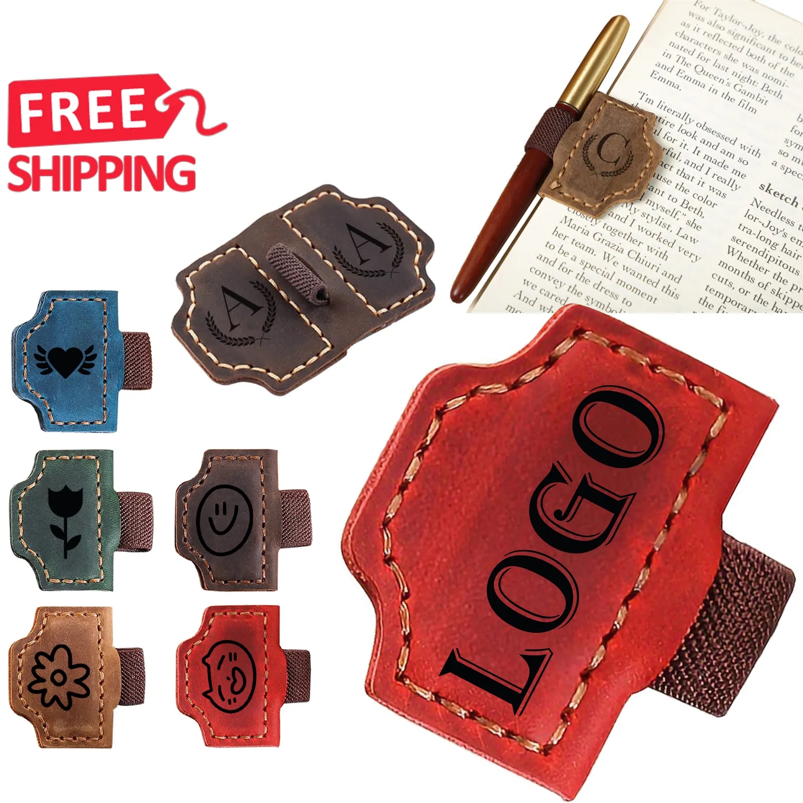 Magnetic Leather Bookmark with Pen Holder 7