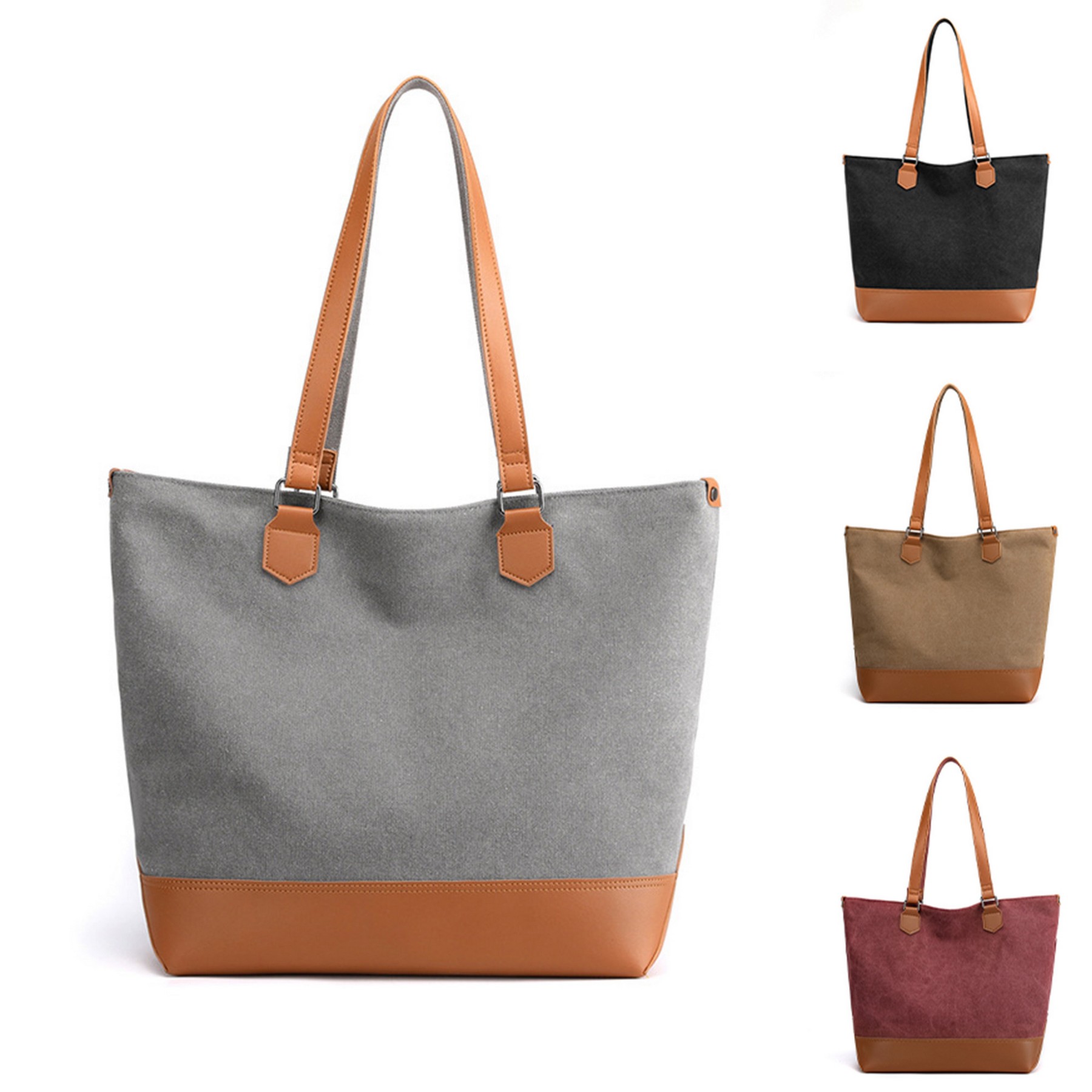 Canvas Tote Bag With Pu Leather, custom tote bag with logo imprint 5